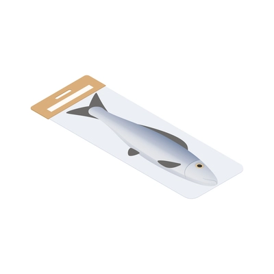 Fish plastic package isometric icon vector illustration