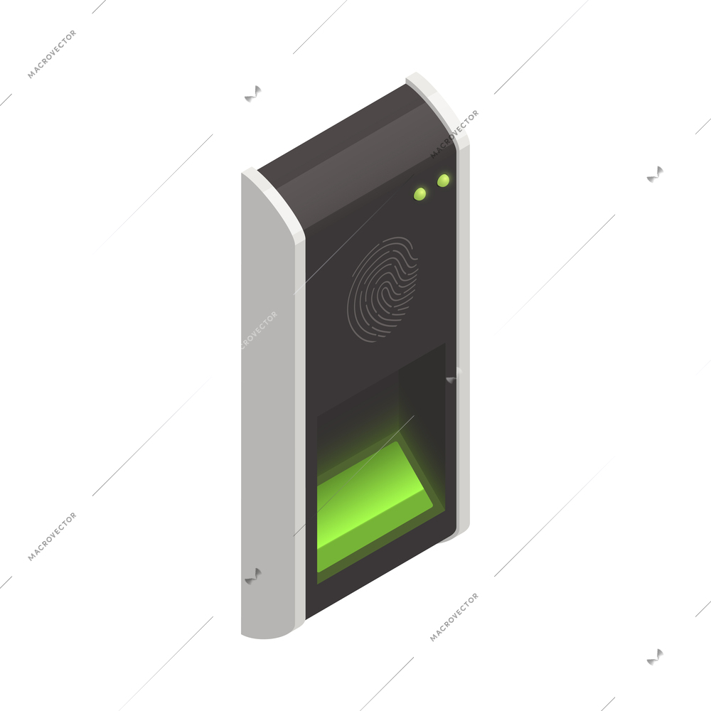 Fingerprint scanner access identification isometric icon vector illustration