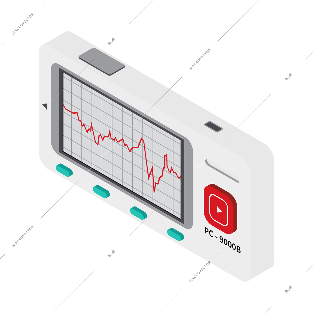 Pocket cardiograph modern medical gadget isometric icon 3d vector illustration