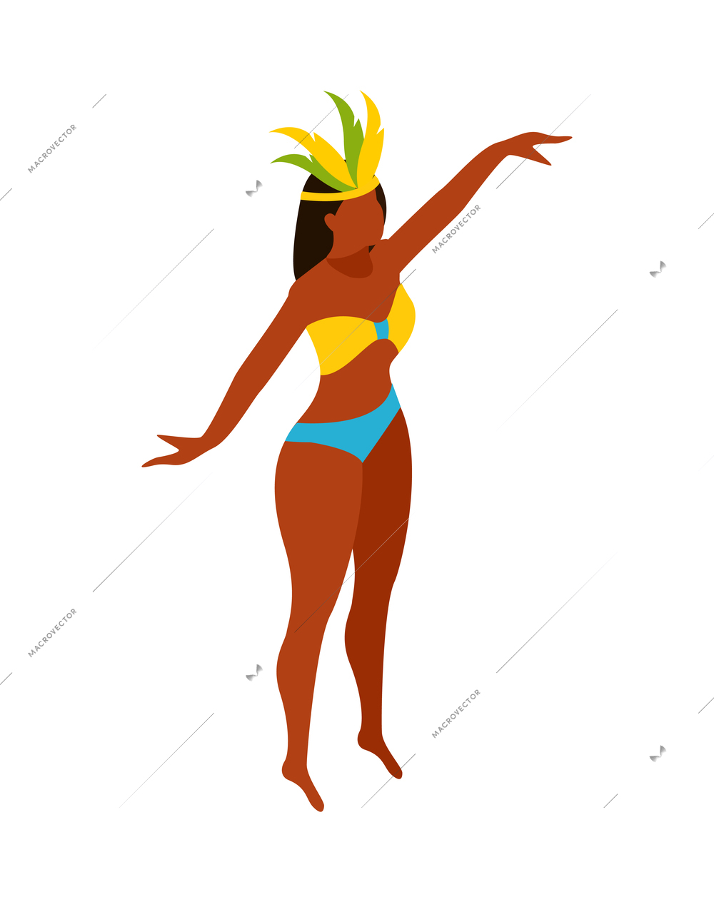 Female dancer performing at brazilian carnival isometric vector illustration