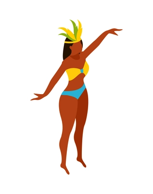 Female dancer performing at brazilian carnival isometric vector illustration