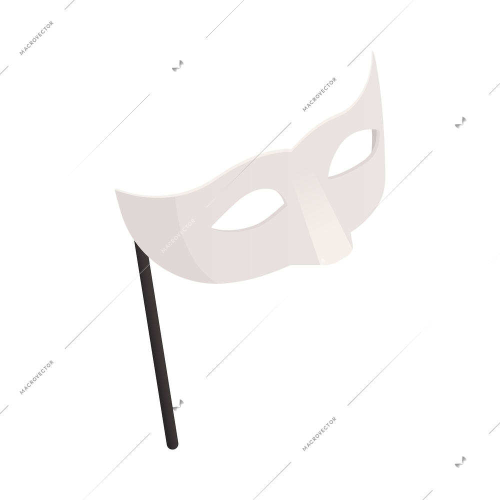 White theatre mask icon isometric vector illustration