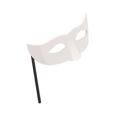 White theatre mask icon isometric vector illustration