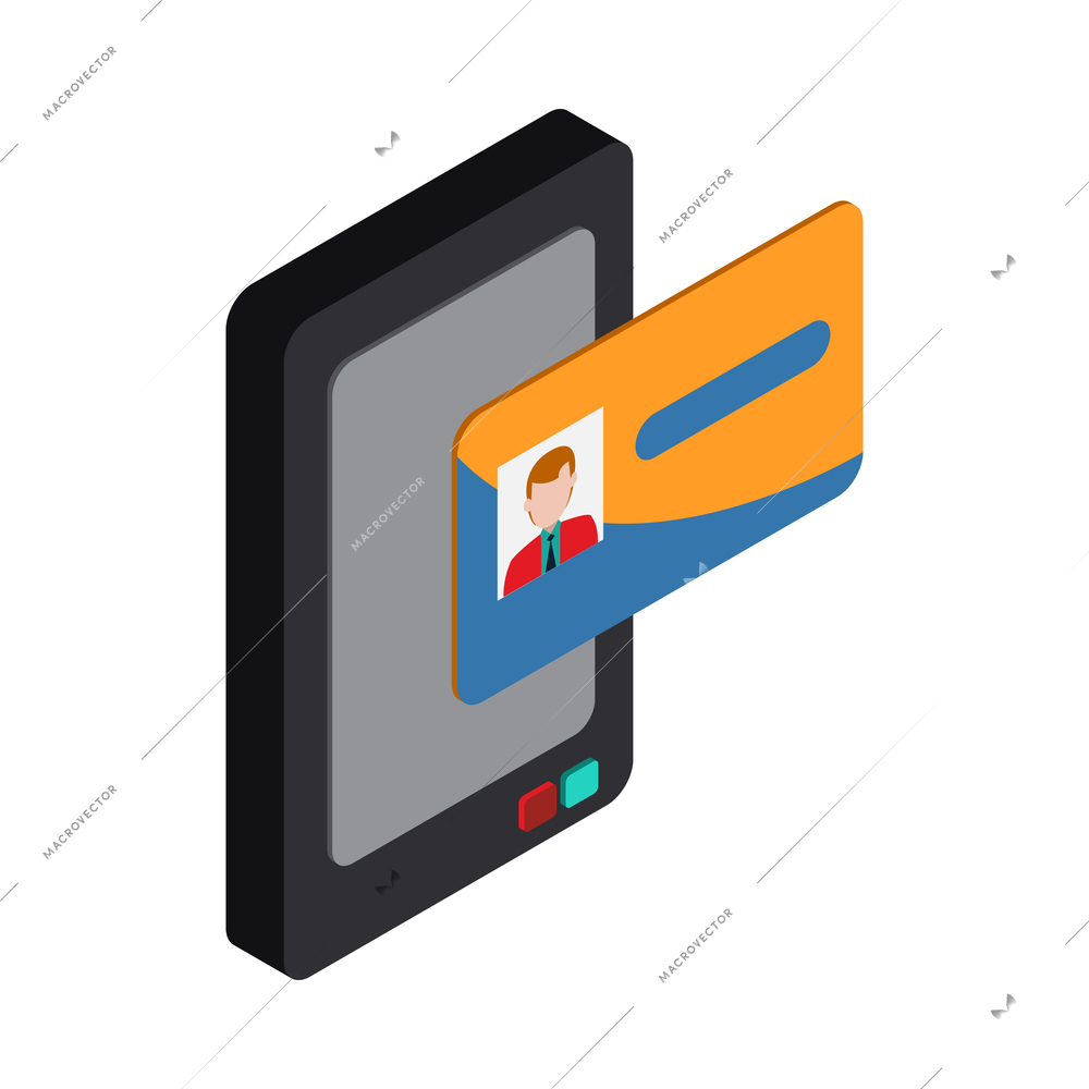 Access identification isometric icon with id card scanning system 3d vector illustration