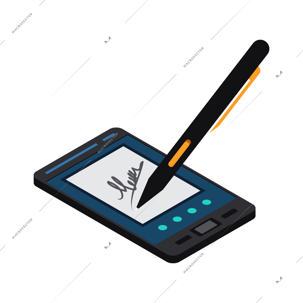 Access identification electronic signature isometric icon 3d vector illustration