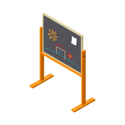 Kindergarten interior isometric icon with black chalkboard 3d vector illustration