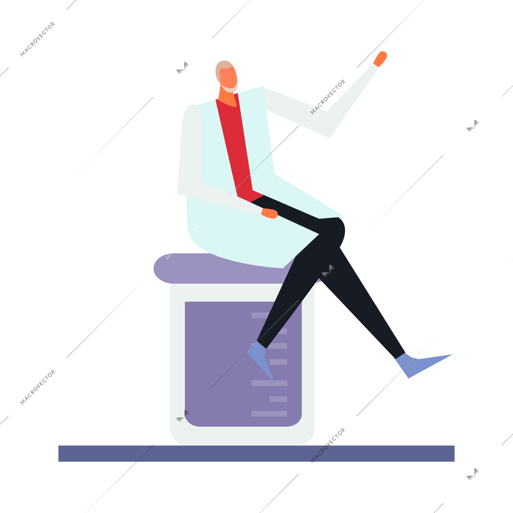 Science lab flat icon with human character of researcher flat vector illustration