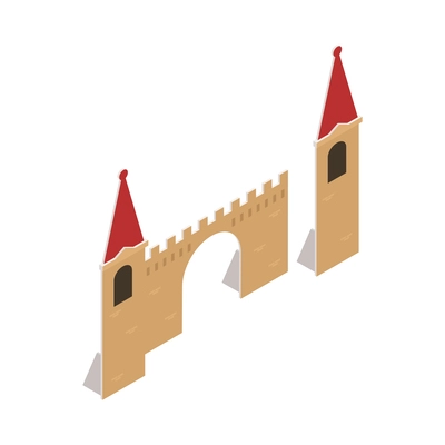 Cardboard castle theatrical scenery isometric icon vector illustration