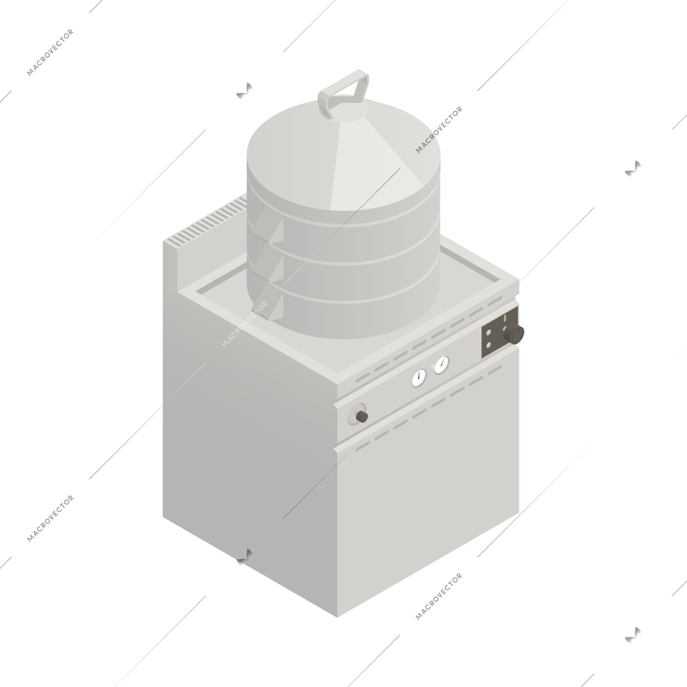 Steamer professional equipment for restaurant or cafe kitchen isometric icon 3d vector illustration