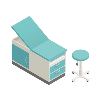 Gynecology gynecologist office interior furniture isometric icon vector illustration