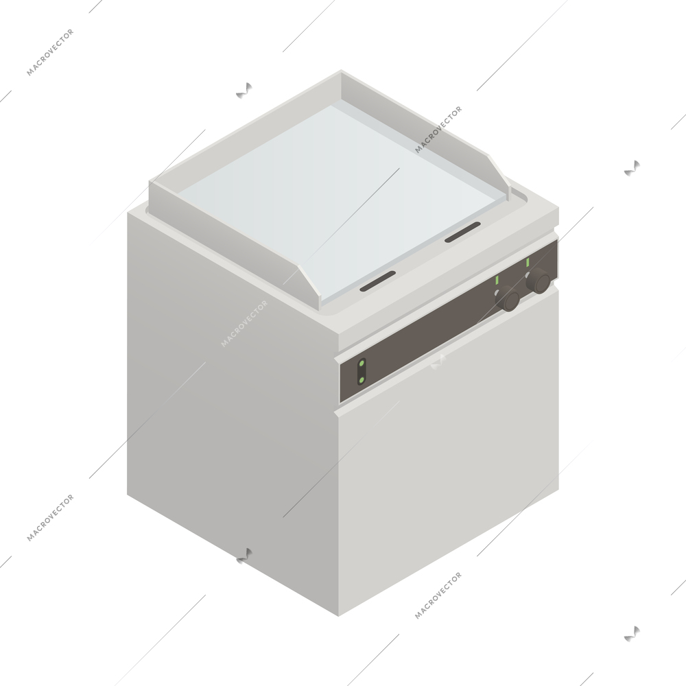 Contact hotplate professional equipment for restaurant or cafe kitchen isometric icon 3d vector illustration
