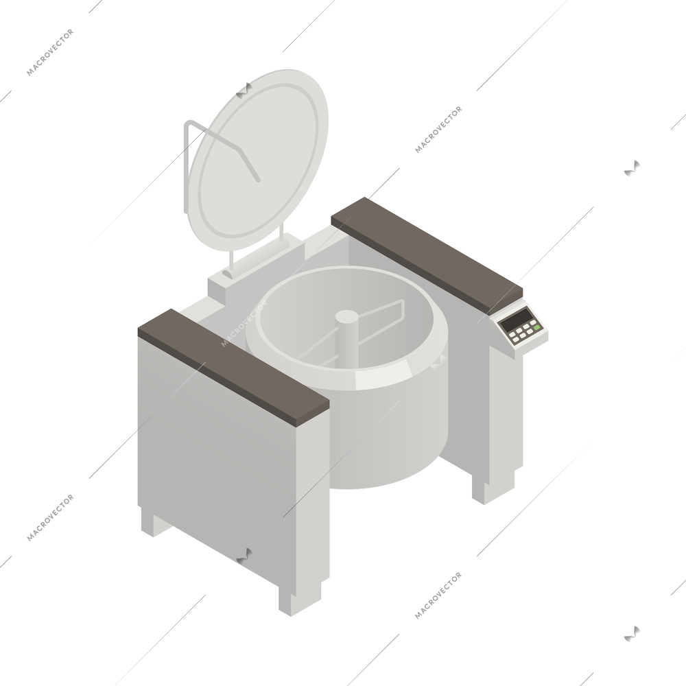 Tilting kettle professional equipment for restaurant or cafe kitchen isometric icon 3d vector illustration