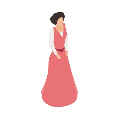 Theatre actress wearing long dress isometric icon vector illustration