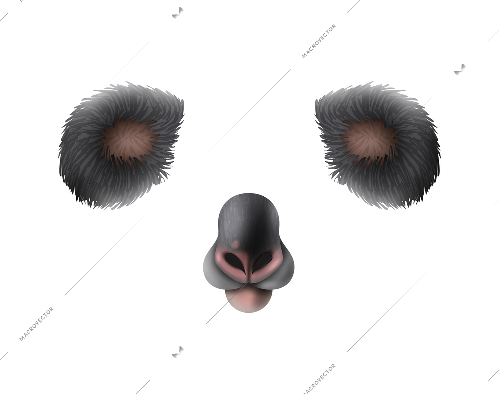 Cute koala animal mask video chat photo application effect realistic vector illustration