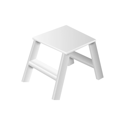 Realistic white step stool 3d vector illustration