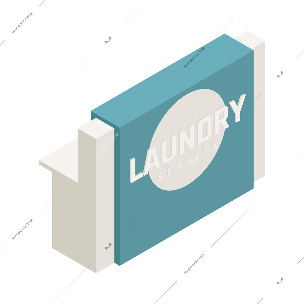 Laundry dry cleaning service interior reception desk isometric icon 3d vector illustration