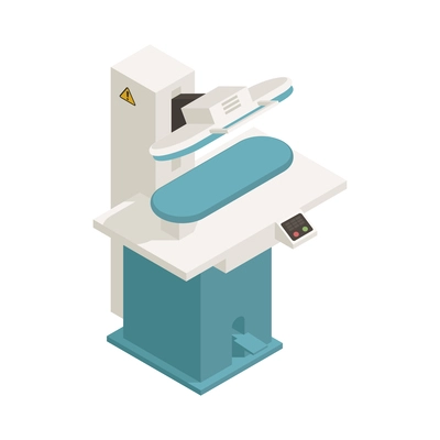 Laundry dry cleaning interior equipment isometric icon with ironing press vector illustration