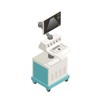 Gynecology gynecologist office equipment isometric icon with ultrasound machine vector illustration