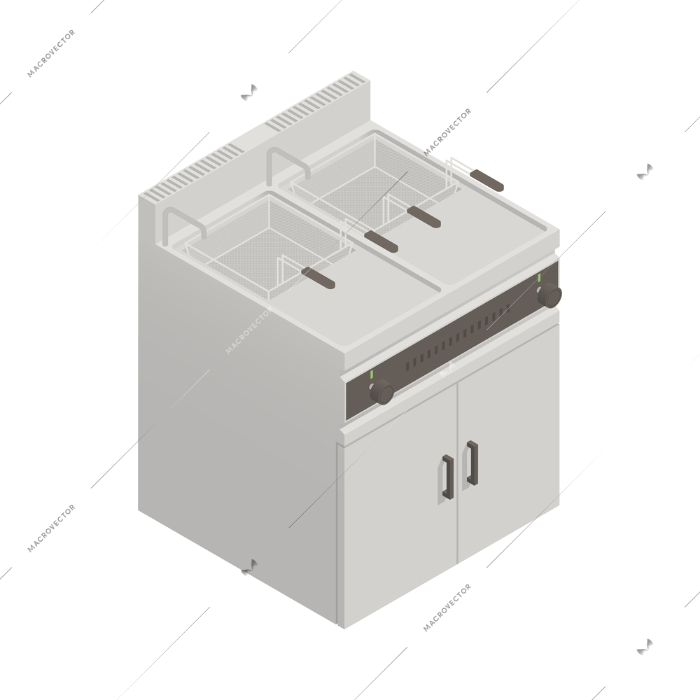 Fryer professional equipment for restaurant or cafe kitchen isometric icon 3d vector illustration