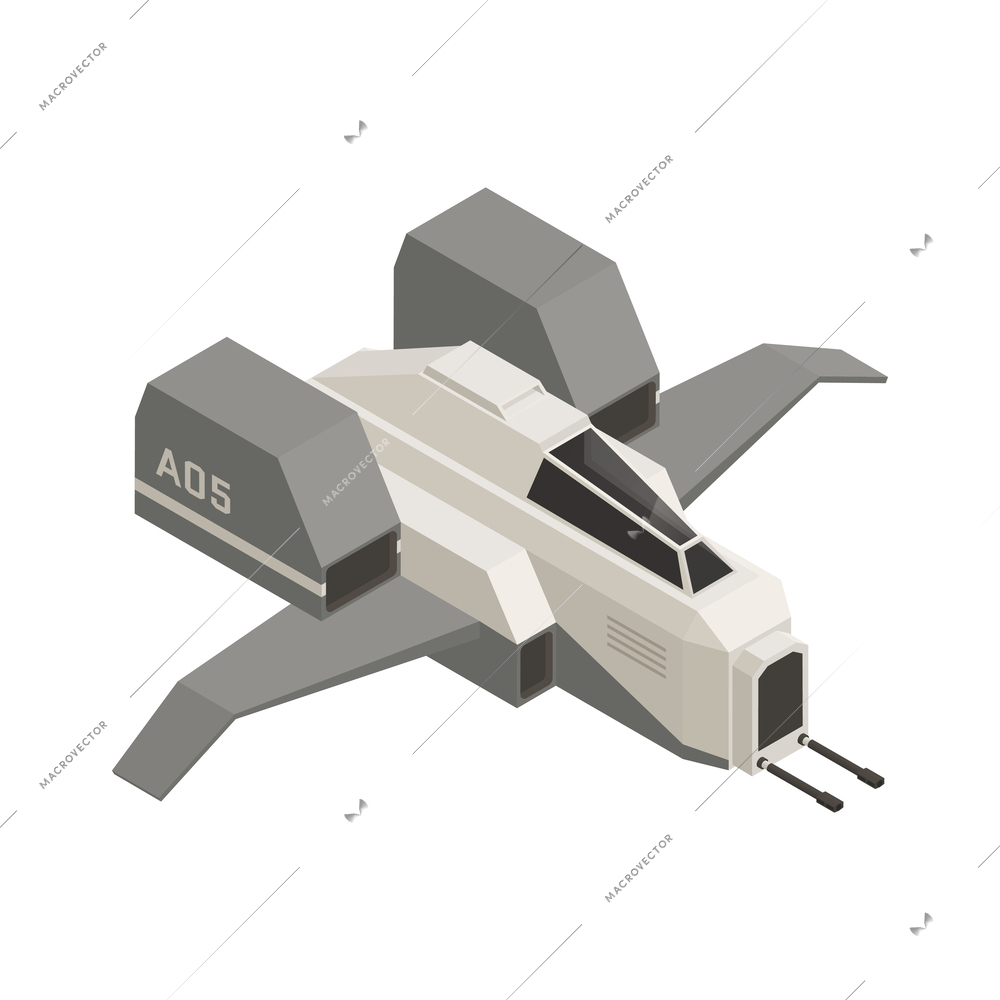 Military spaceship isometric icon 3d vector illustration