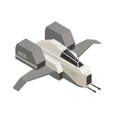 Military spaceship isometric icon 3d vector illustration