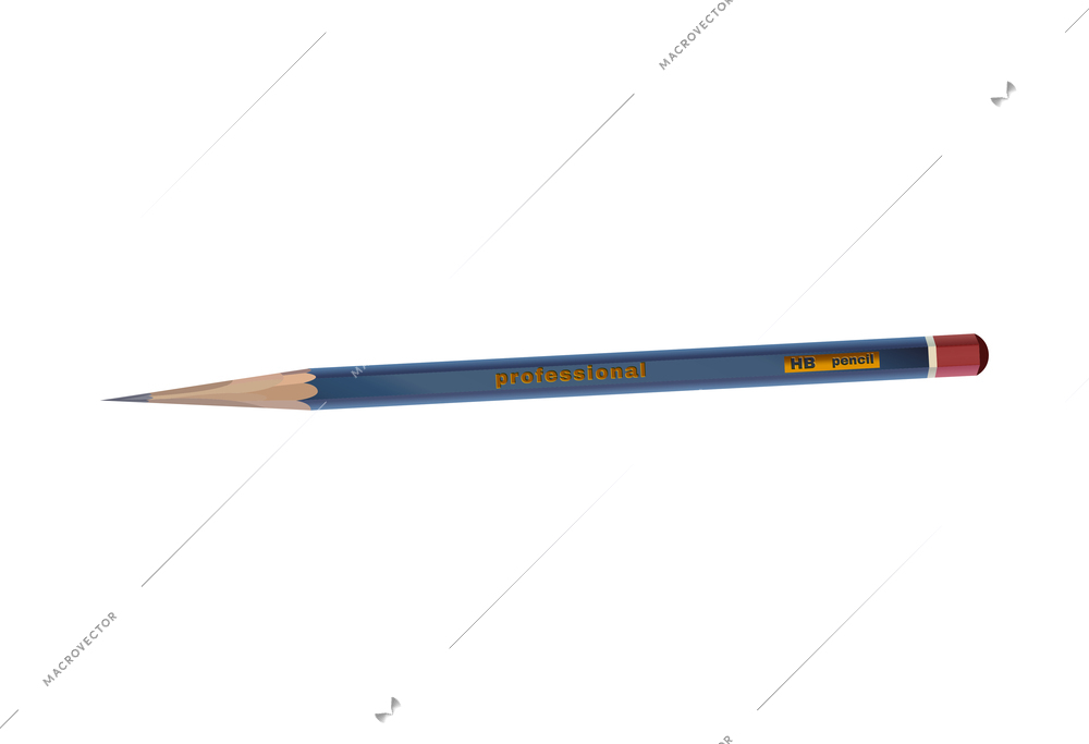 Realistic sharp professional lead pencil vector illustration
