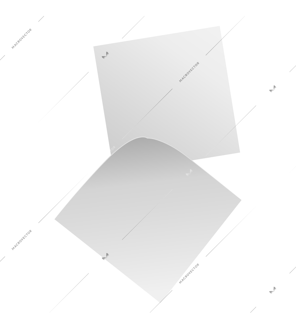 Memo notes white blank papers realistic vector illustration