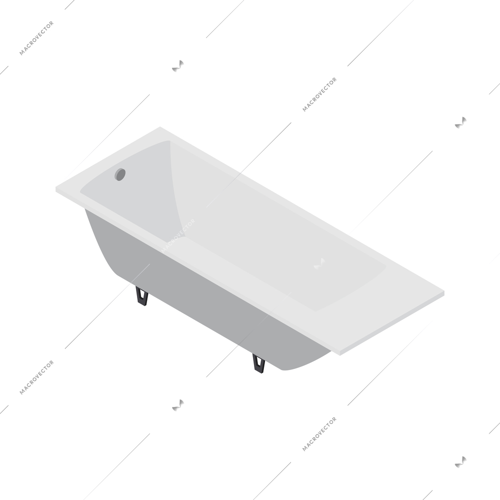 White bathtub isometric icon vector illustration