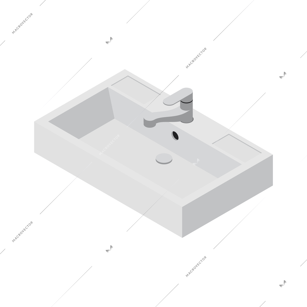 White washbasin isometric icon vector illustration
