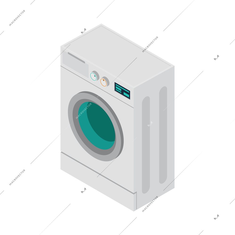 White washing machine isometric icon 3d vector illustration