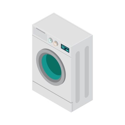 White washing machine isometric icon 3d vector illustration