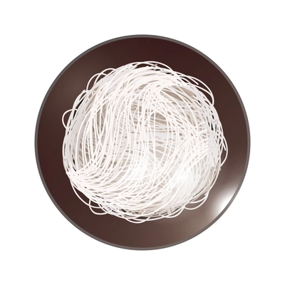 Realistic bowl of glass noodles top view vector illustration