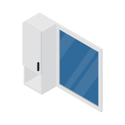 Isometric bathroom mirror and cabinet icon vector illustration