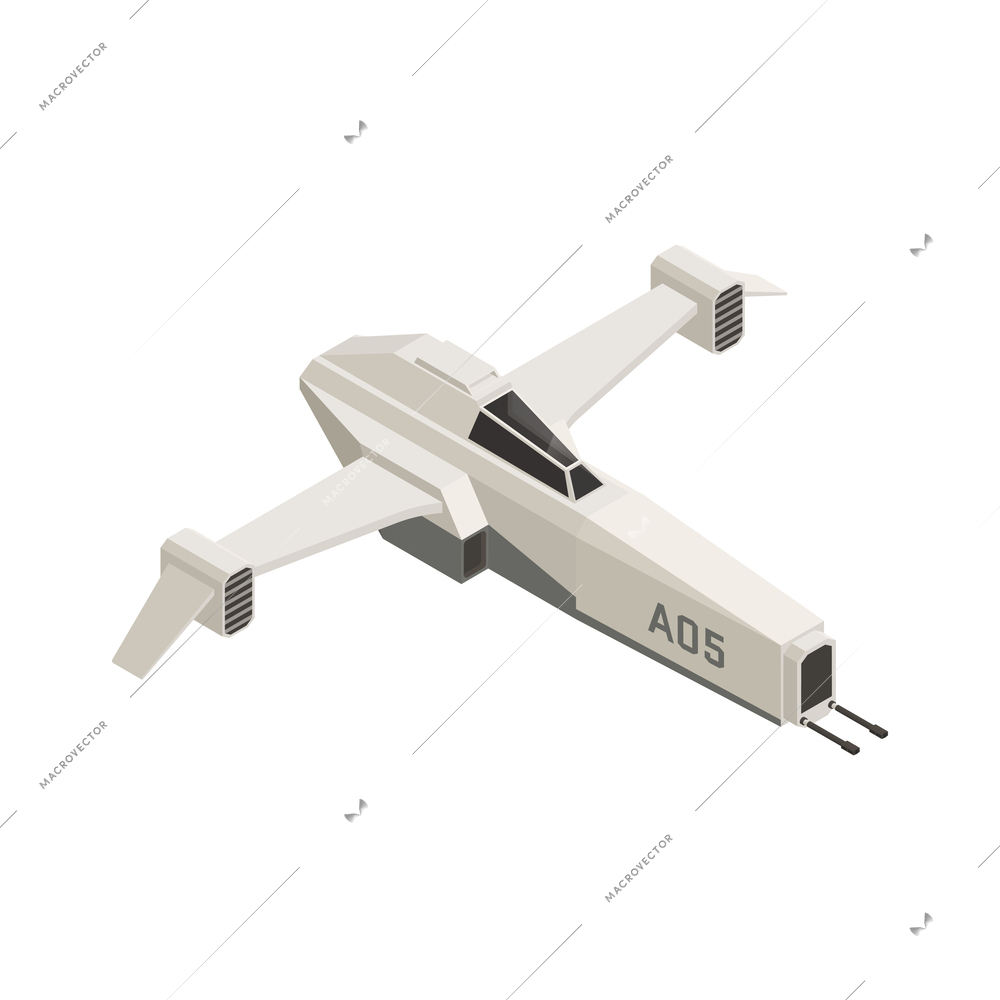 Fighter spaceship isometric icon 3d vector illustration