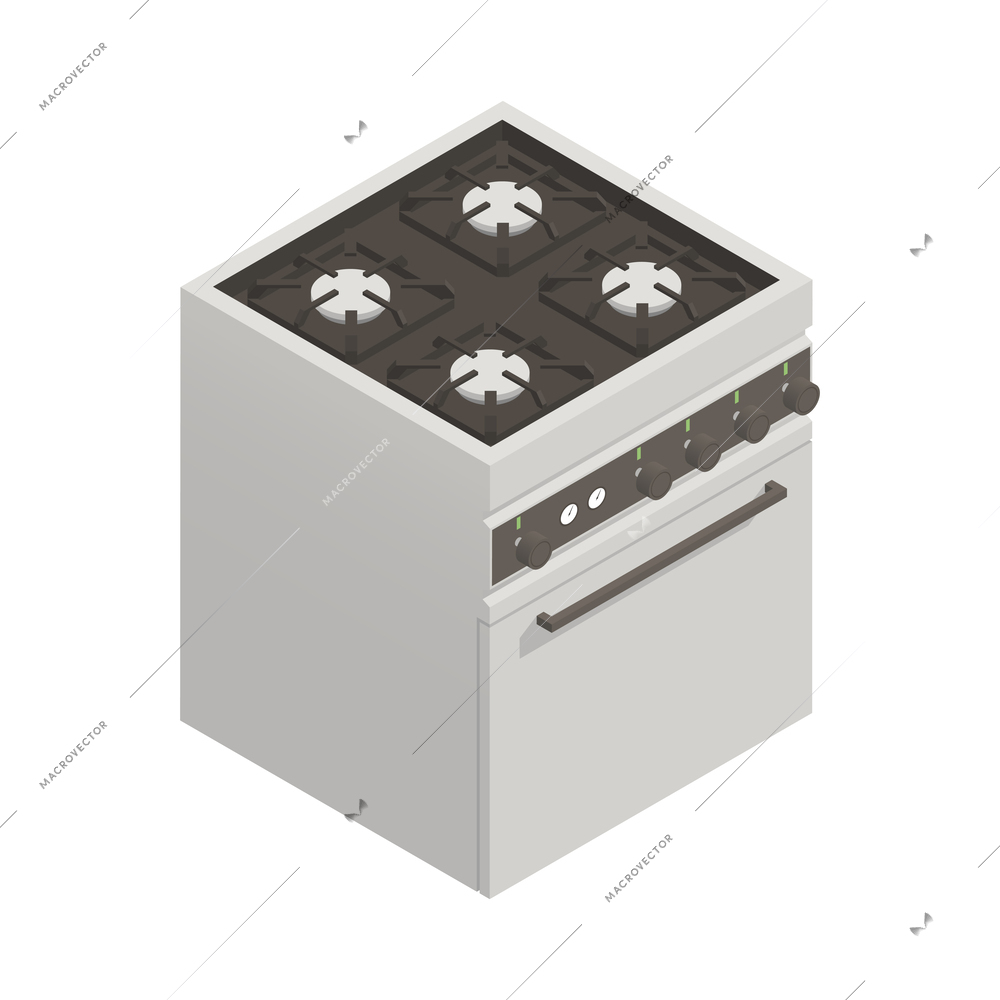 Gas stove isometric icon 3d vector illustration