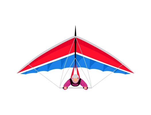 Male hang glider front view flat icon vector illustration