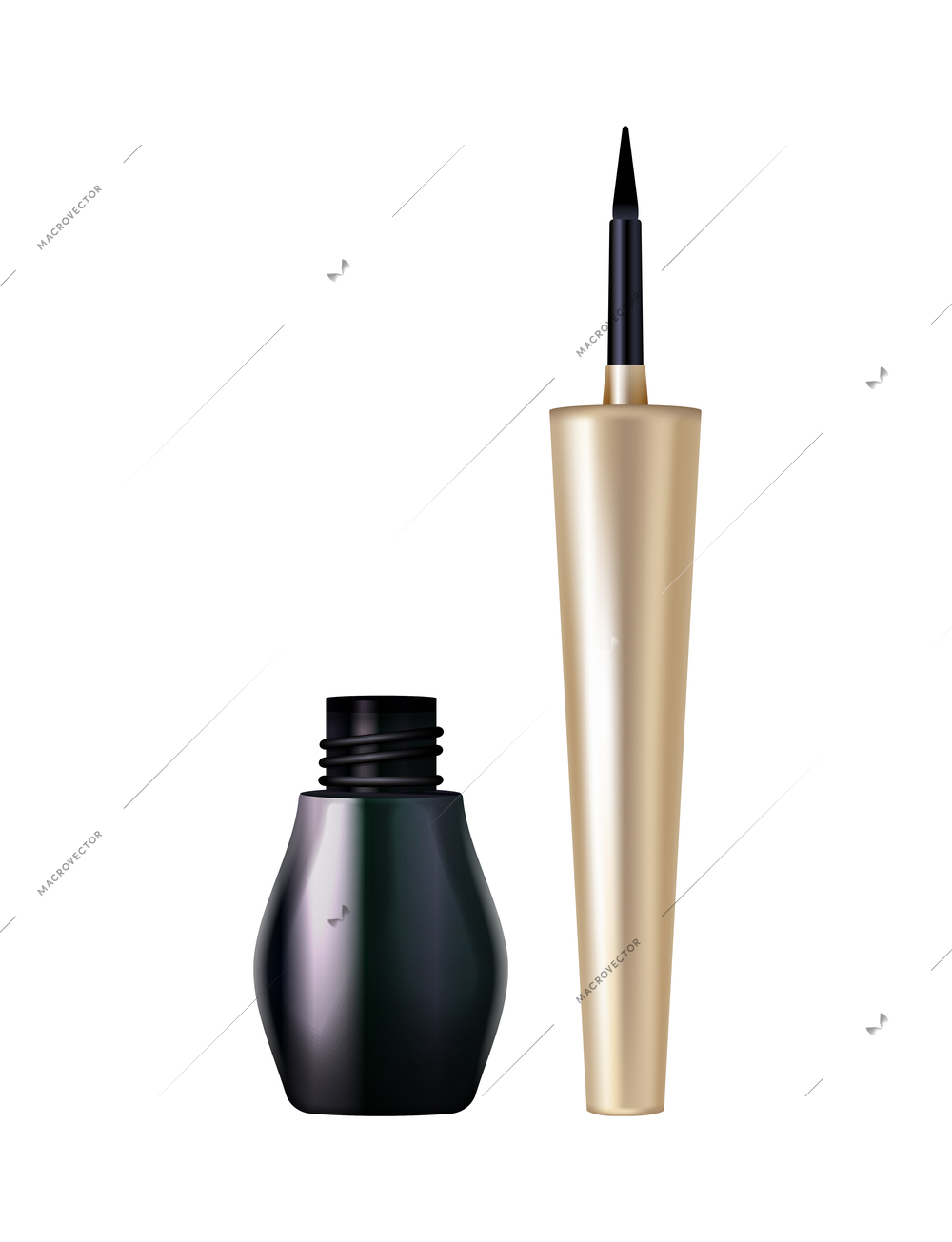 Realistic liquid eyeliner in shiny container vector illustration