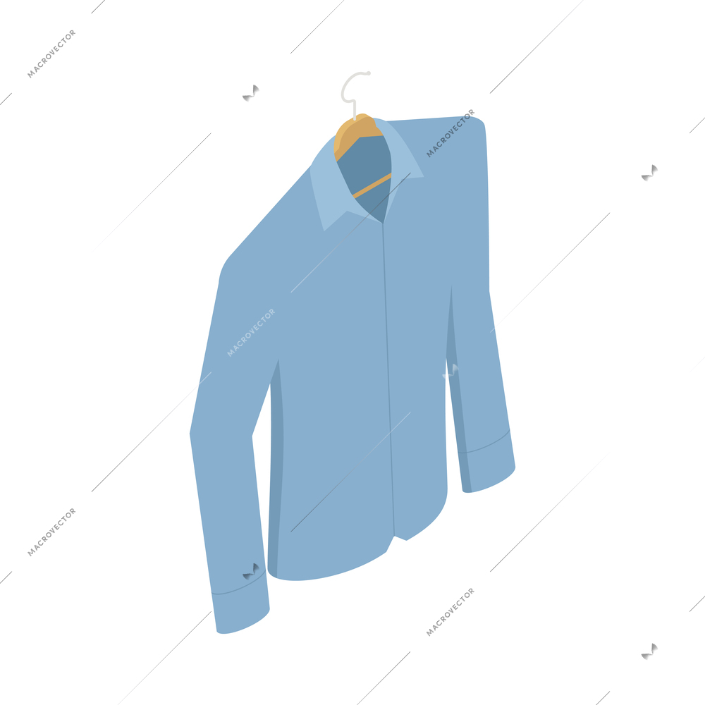 Blue shirt on hanger isometric icon vector illustration