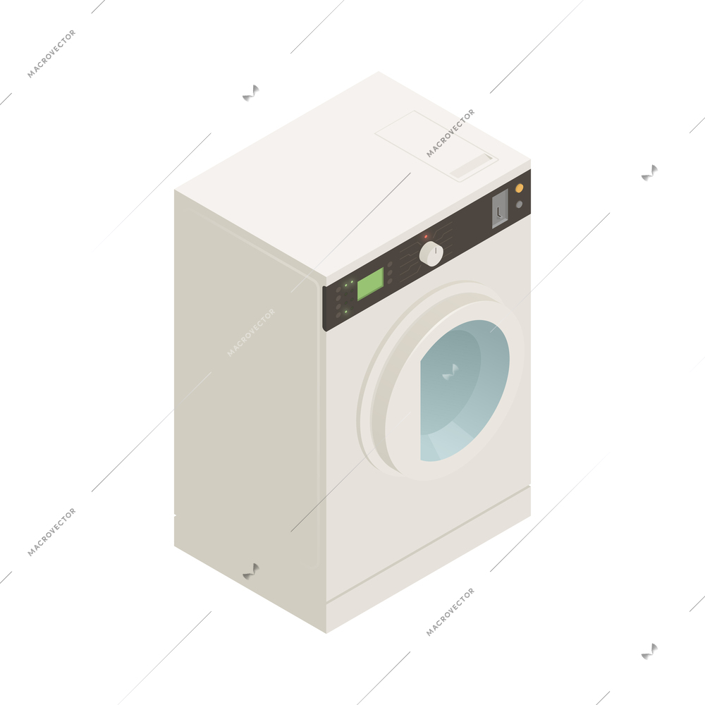 Washing machine icon on white background isometric vector illustration