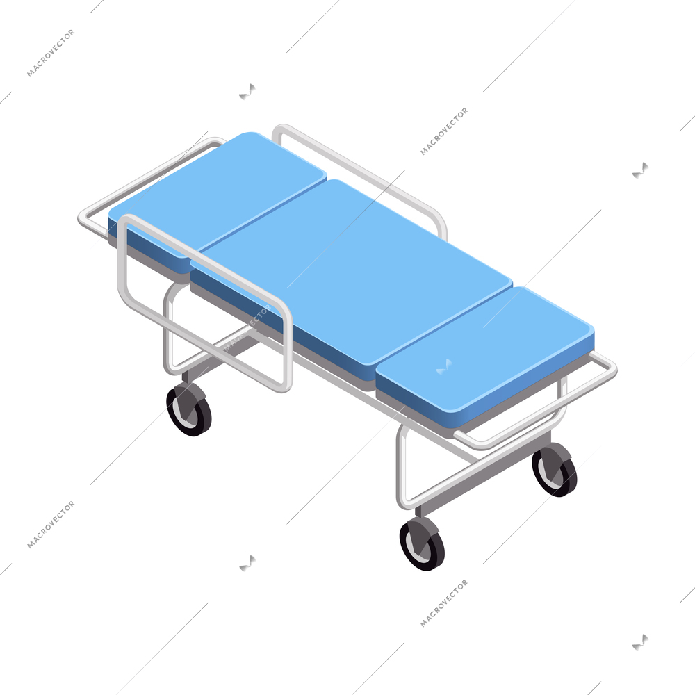 Isometric wheeled hospital bed icon 3d vector illustration