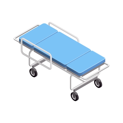 Isometric wheeled hospital bed icon 3d vector illustration