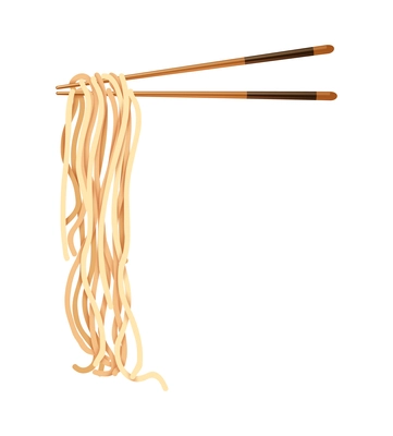 Realistic chopsticks with chinese noodles vector illustration