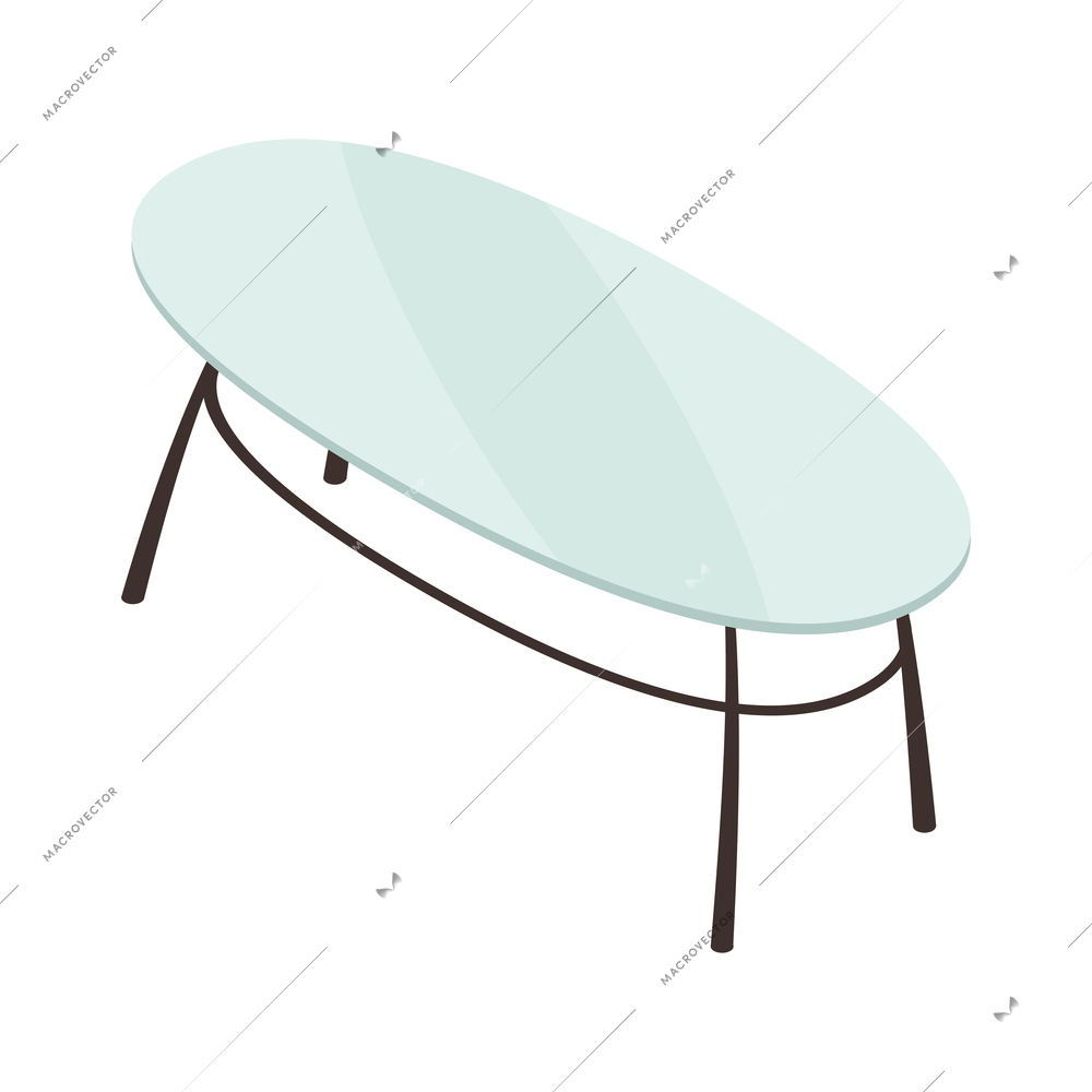 Oval glass dinner table isometric icon vector illustration