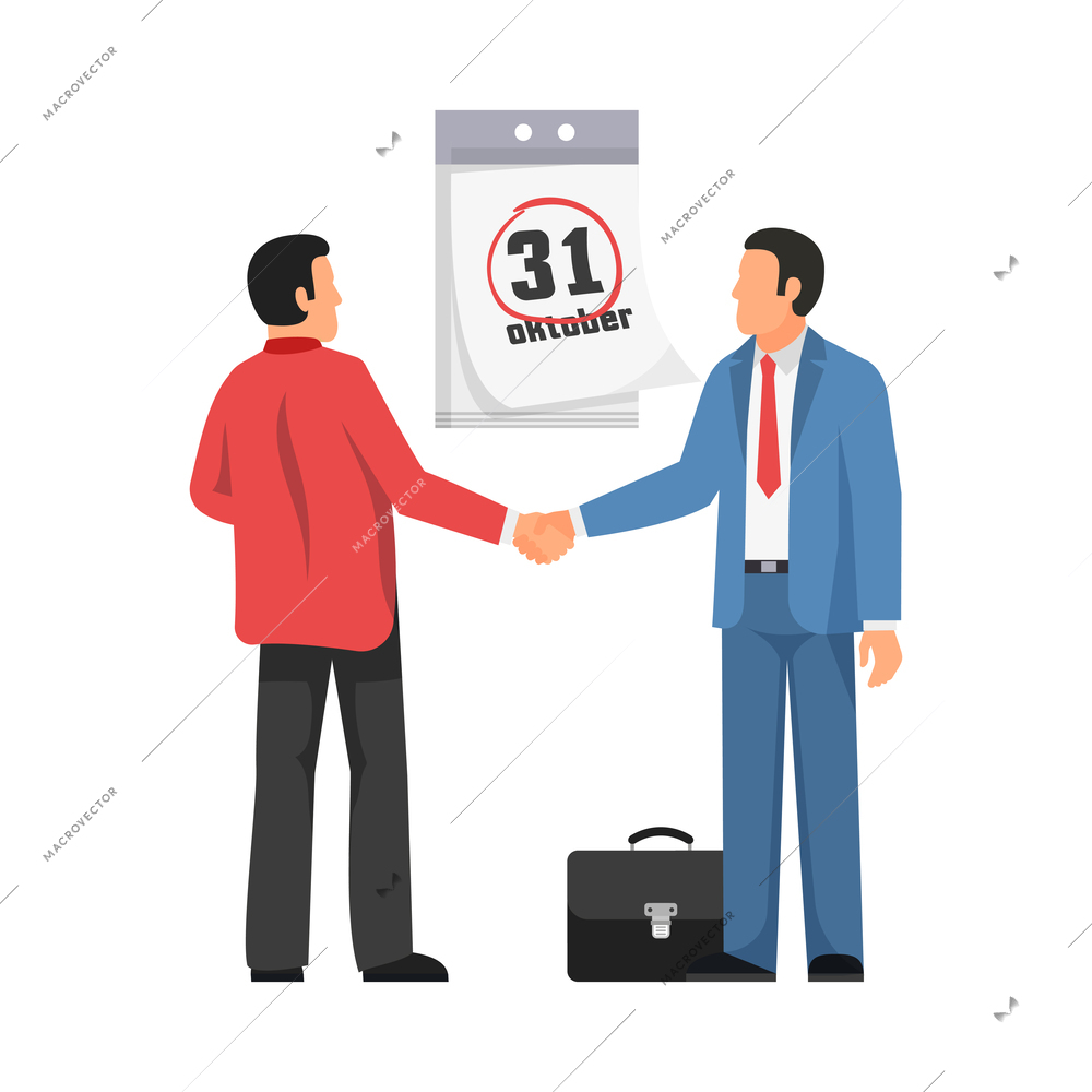 Business time management flat concept with two people planning project task vector illustration