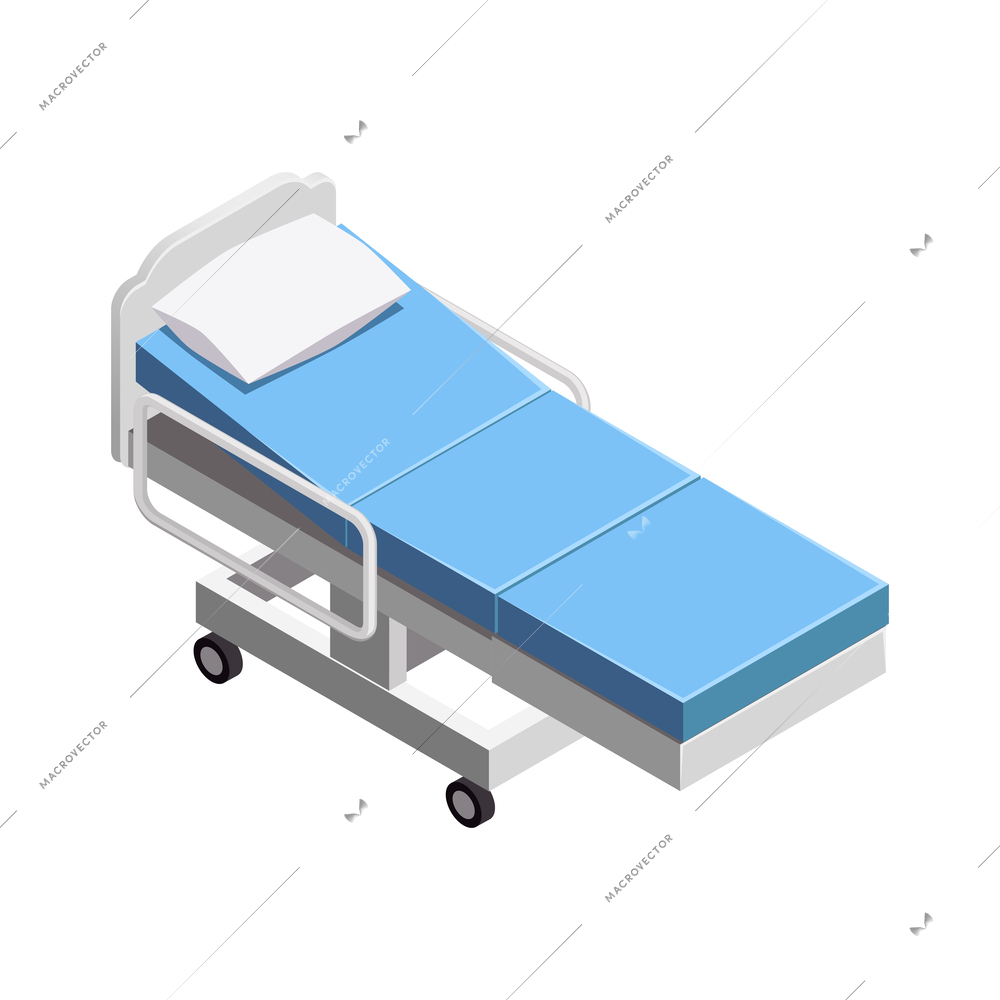 Hospital bed with white pillow isometric icon 3d vector illustration
