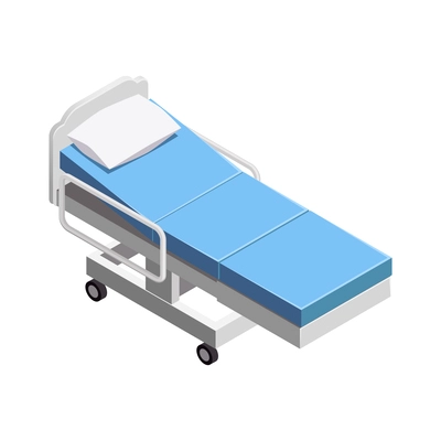 Hospital bed with white pillow isometric icon 3d vector illustration