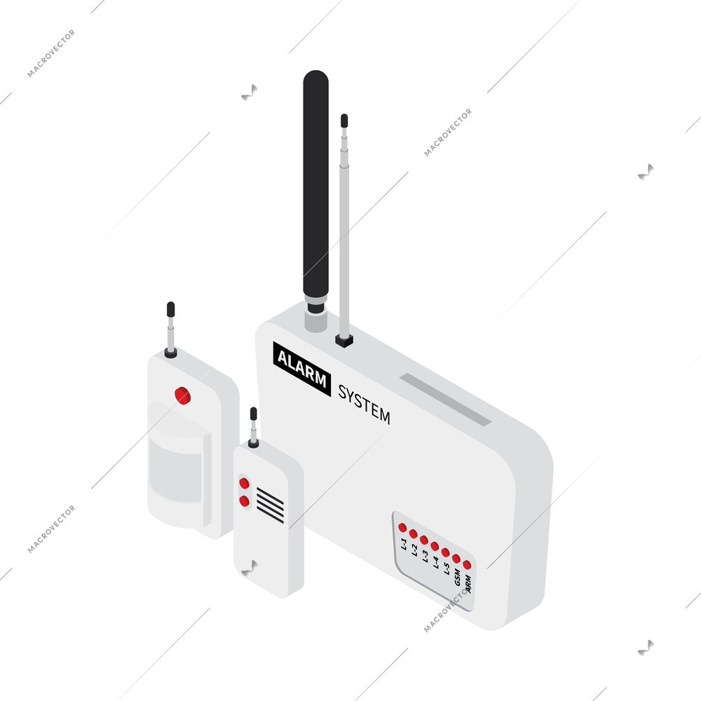 Home alarm system isometric icon 3d vector illustration