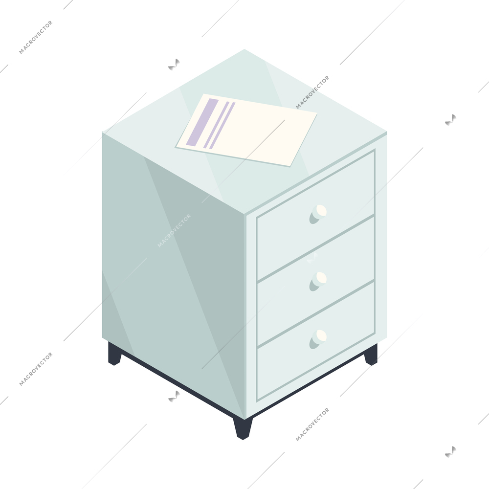 Office chest of drawers isometric icon 3d vector illustration