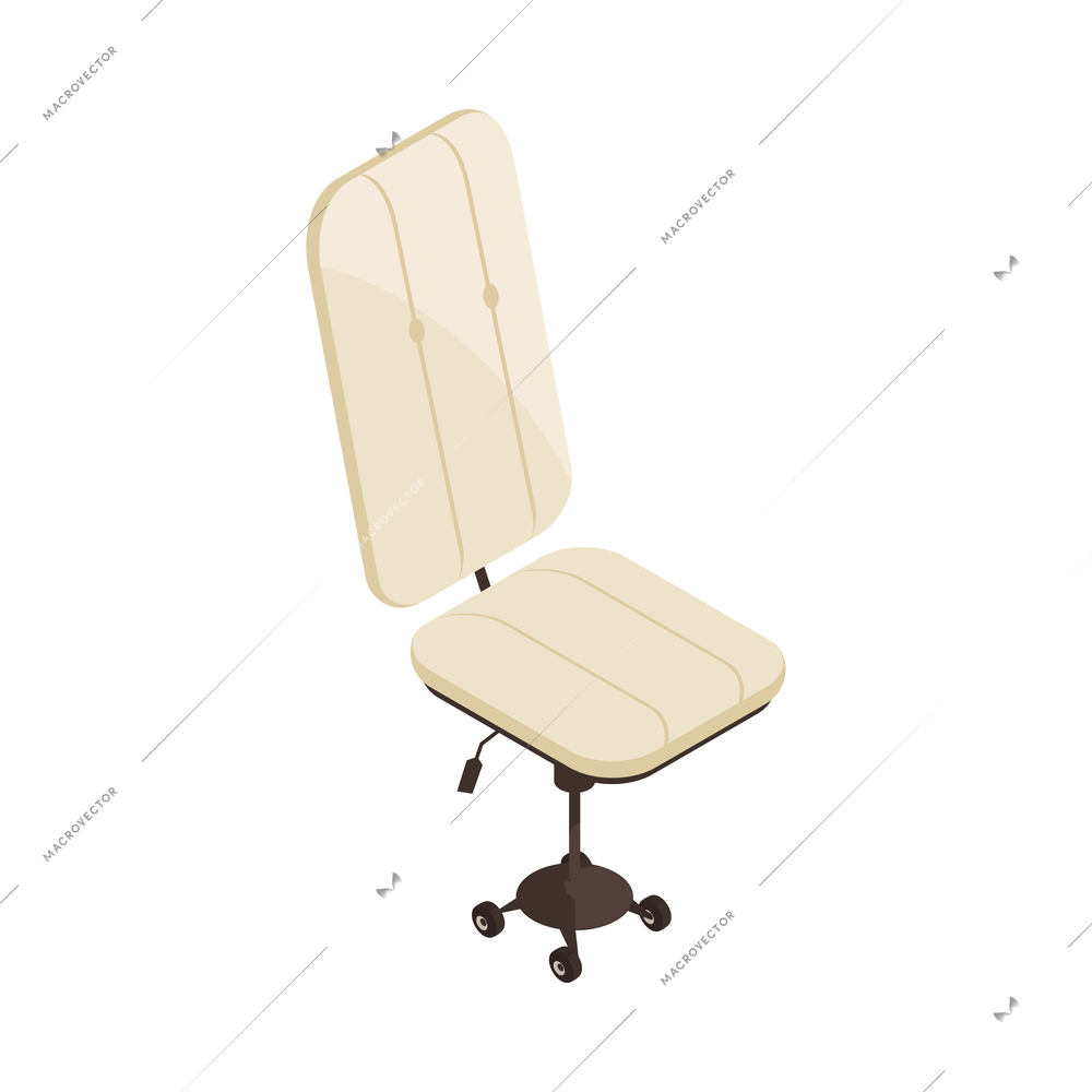 Comfortable leather office chair isometric icon 3d vector illustration