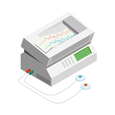 Electrocardiogram medical equipment isometric icon vector illustration